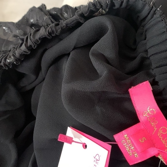 Lilly Pulitzer Emilee Long Sleeve Off Shoulder Blouse Onyx Silk Chiffon S $188 - Picture 6 of 11